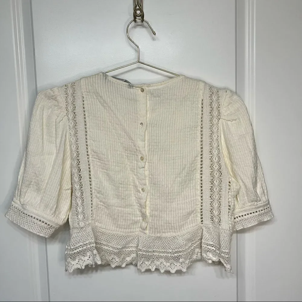 Zara Crotchet Lace Crop Blouse